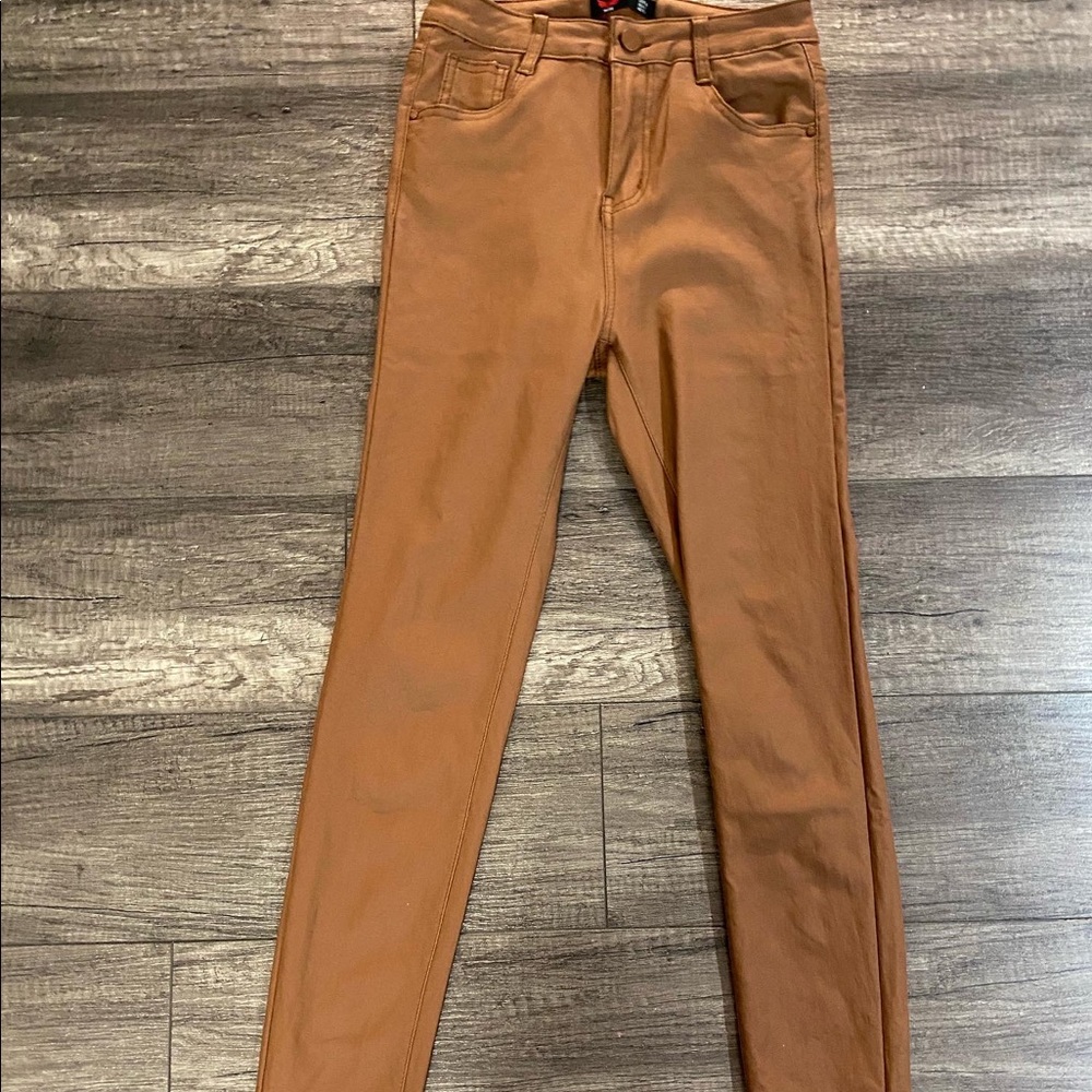 Brown Faux Leather Pants